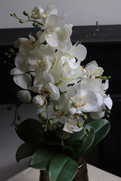 Nediata Gold big, sztuczny storczyk w złotej donicy