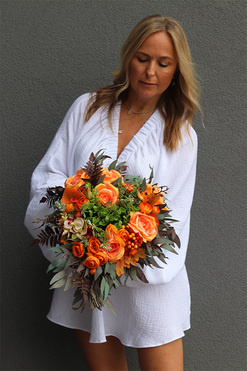 Orange Heart, jesienna dekoracja nagrobna serce, dł.42cm