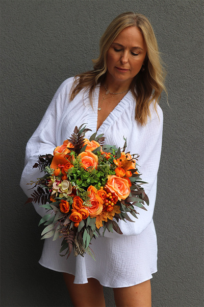 Orange Heart, jesienna dekoracja nagrobna serce