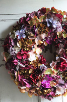 Brązowa Hortensja Nova, jesienny wianek na drzwi, śr.40cm