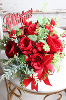 czerwony flowerbox z napisem, Dzień Mamy, wys.32cm 