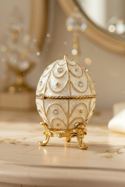 Faberge, elegancka szkatułka metalowa