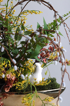 OD RĘKI Haru Gold Laos, stroik wiosenny z kurą, wym.74x49cm 