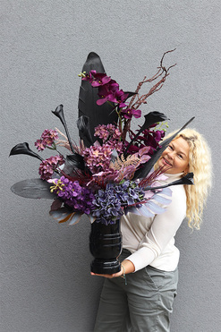 Euforita Vinn, nowoczesny bukiet nagrobny w wazonie, wys.98cm  