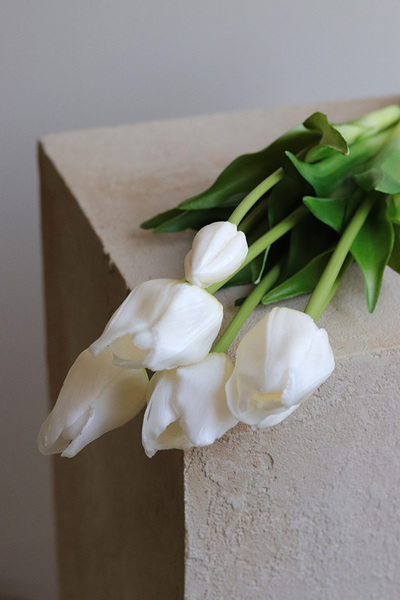 April Nova, bukiet tulipan silikonowy Biały
