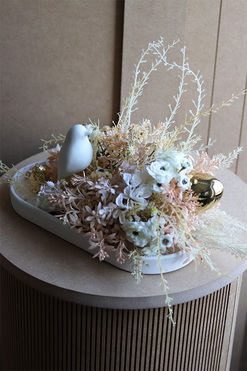 Boho Easter, stroik wielkanocny z ptaszkiem, wym.20x45x15cm