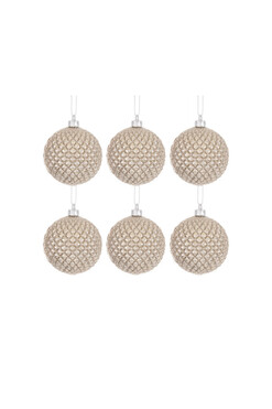 OD RĘKI Decoriada Champagne A, plastikowe bombki w pudełku, 6 sztuk, śr.8cm