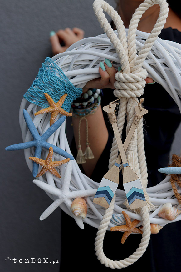 Wiosła, marynistyczny wianek do powieszenia na drzwiach