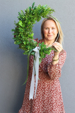 Zioła Subtelle, zielony wianek na obręczy, rozp.43cm