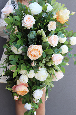 Biała Promesa, jasna wiązanka nagrobna, dł.100cm