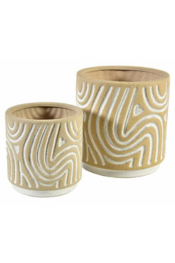 Etno, doniczka osłonka we wzory, kpl.2szt, wym.18,5x18/14x13,5cm