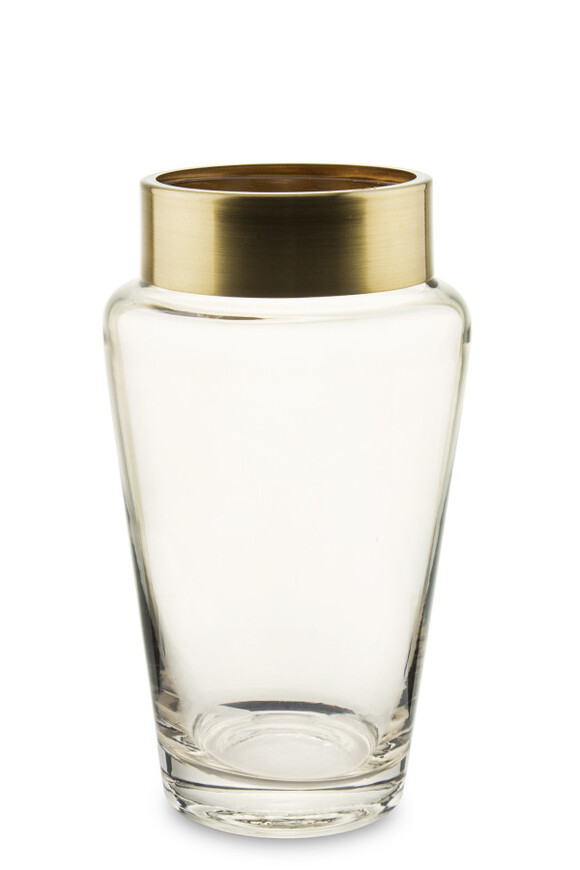golden line szklany wazon ze złotym mankietem