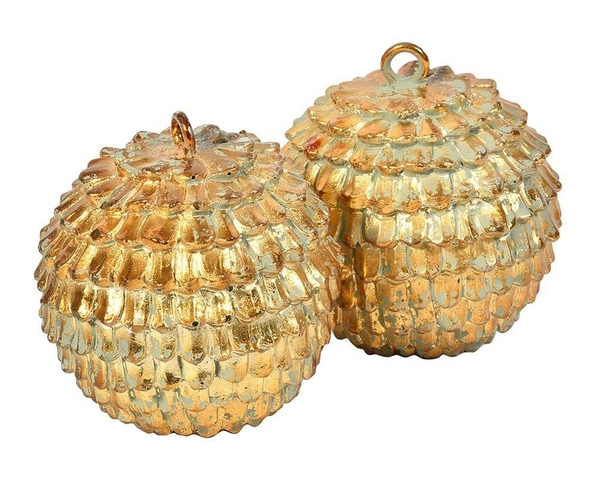 OD RĘKI Gold Line 1, bombki zawieszki, 2 sztuki, śr.10.5cm