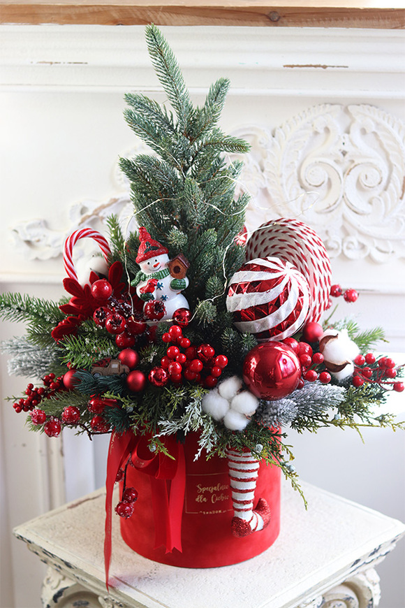 Lollypop Decor, flowerbox świąteczny z choinką