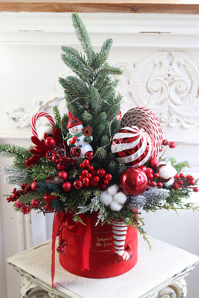 Lollypop Decor, flowerbox świąteczny z choinką