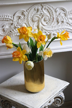 Złota Wiosna, gumowy wiosenny bukiet w wazonie, wys.43cm