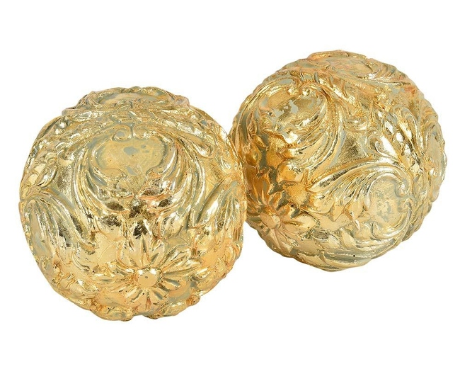 OD RĘKI Gold Line 1, dekoracja kula złota, śr.10cm, kpl.2szt