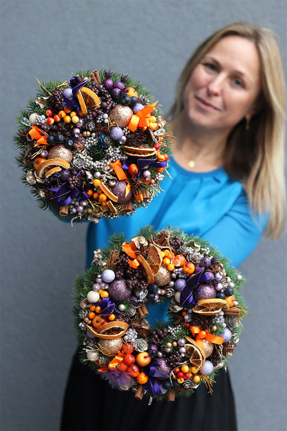 Grace, bożonarodzeniowy wianek z pomarańczami, śr.23cm