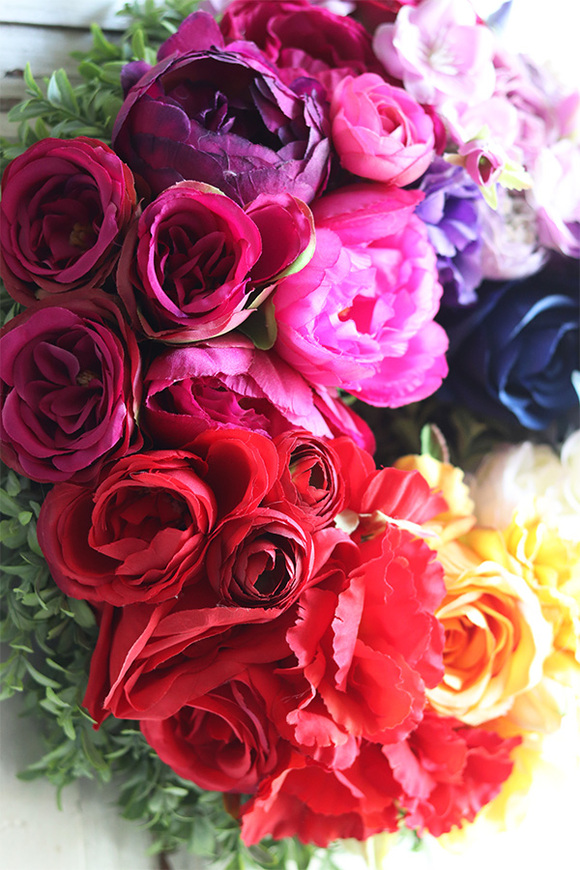 dekoracyjny wianek na drzwi, Kolory Tęczy, śr.33cm  