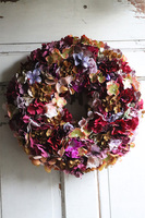 Brązowa Hortensja Nova, jesienny wianek na drzwi, śr.40cm