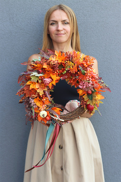 Sophie, asymetryczny jesienny wianek, śr.38cm