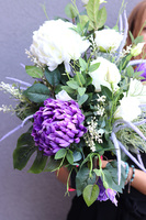 Heraklia, biało fioletowy komplet dekoracji nagrobnych, wiązanka & bukiet