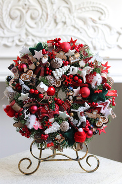 Święta u Izy 2, świąteczny wianek dekoracyjny, śr.28cm 