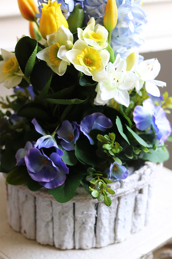 Hiacynty & Bratki, wiosenna dekoracja w skrzynce, wys.45cm