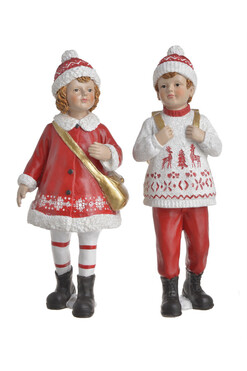 OD RĘKI Dzieci Winter, lalka świąteczna figurka, chłopiec i dziewczynka, wys. 25.5cm