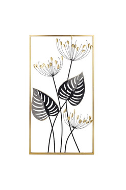 Liście Glamour B, metalowy obraz dekoracja ścienna, wym.80x40cm