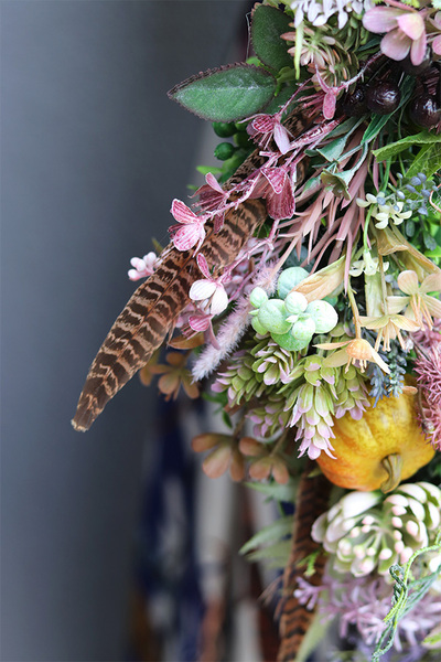 Jesienna Villa, jesienny wianek z piórami