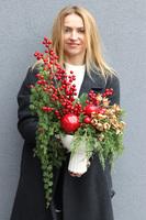 Amarylis Winter Gold C, świąteczna kompozycja w pucharze