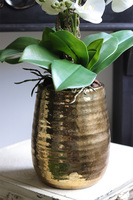 Nediata Gold big, sztuczny storczyk w złotej donicy