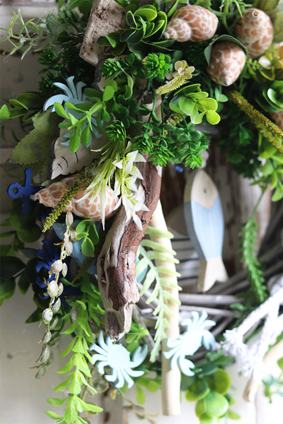 marynistyczny wianek z zawieszką, Rybka, śr.34cm