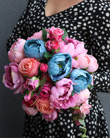 Caryca Light Pink, bukiet kwiatowy do ręki, dł.43cm 