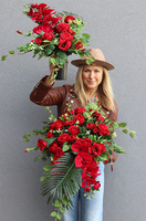 Red Roses Lux, bukiet nagrobny we wkładzie, dł.52cm 