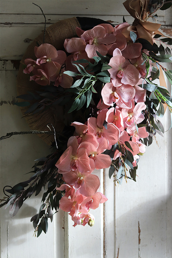 Elanea Orchid Juta, efektowny wianek na drzwi, wym.53x90cm