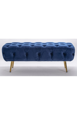 Buduar Blue, ławka z welurowym obiciem, wym.46x116x49cm