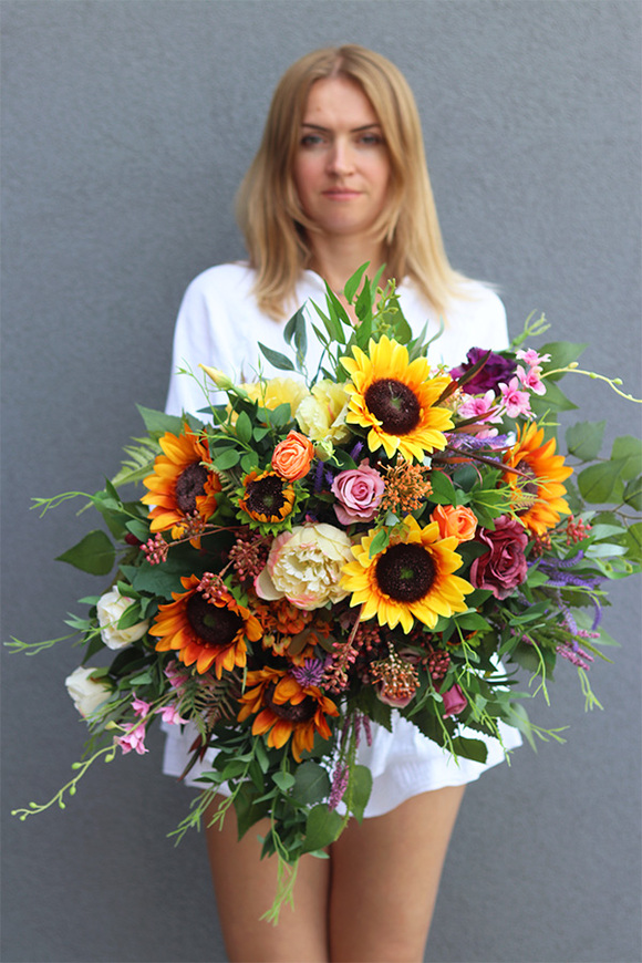 kompozycja w gąbce, bez naczynia, do własnej donicy, Jesienne Westchnienie