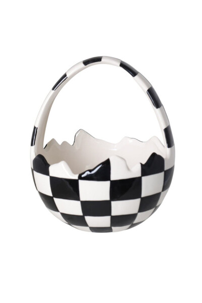 Balck Easter, ceramiczny koszyczek naczynie, szachownica
