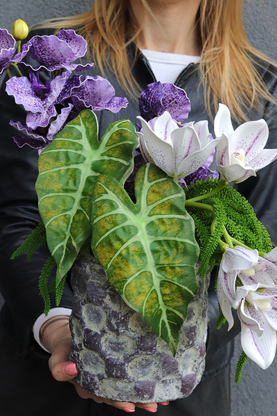 Ristretta Etno, kompozycja kwiatowa z orchideą