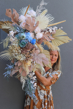Boho Wedding Blue, girlanda ze sztucznych roślin z suszem, dł.110cm