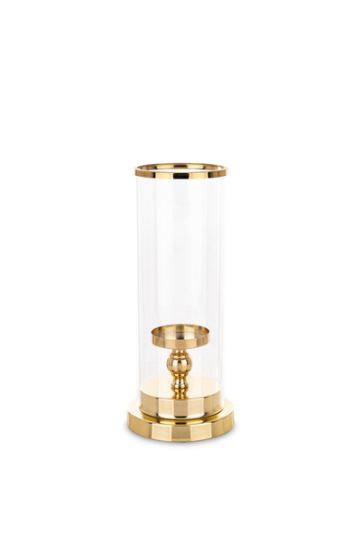Somero Gold F, złoty szklany świecznik, wym.36x15x15cm