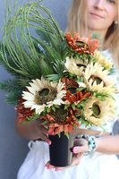 Słonecznikowe Pole, komplet wieniec & bukiet, śr.60cm/46cm