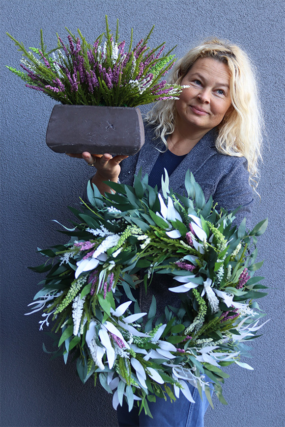 Wrzosy na Jesień, kolorowe wrzosy w betonowej donicy