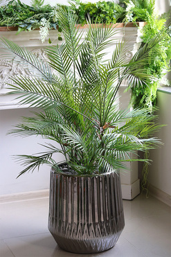 Haiti Silverro, sztuczna palma w srebrnej donicy, wys.120cm