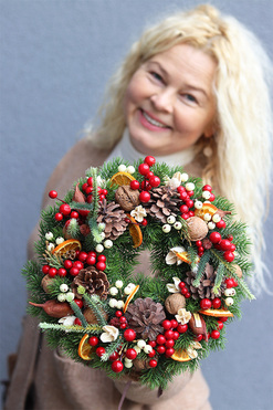 Xmas House, świąteczny wianek z pomarańczami, śr.26cm