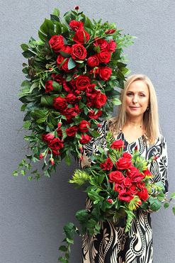 Dekoluena Red 3, komplet dekoracji nagrobnych, wiązanka + bukiet