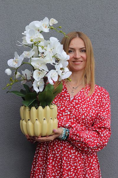 Banana Blues, sztuczny storczyk w donicy