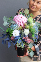 pastelowy bukiet nagrobny w misie, Kerrata Pink